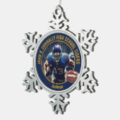 Navyblauw gouden foto van high school footballspel tin sneeuwvlok ornament (Rechts)