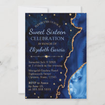 Navyblauw & Gouden Glitter Agate en marmeren Sweet