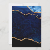 Navyblauw & Gouden Glitter Agate Marmeren Bruiloft Kaart (Achterkant)
