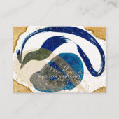 Navyblauw Gouden Glitter Website QR Code Zakelijk Visitekaartje (Voorkant)