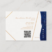 Navyblauw Gouden Glitter Website QR Code Zakelijk Visitekaartje (Achterkant)