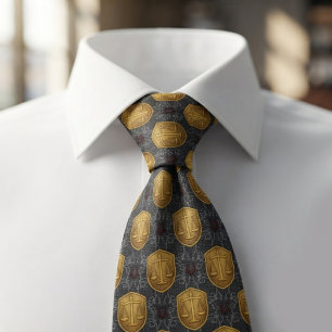 Navyblauw & Gouden Justitie Weegschaal Stropdas
