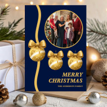Navyblauw & Gouden Kerstballen Familie Kerstfoto