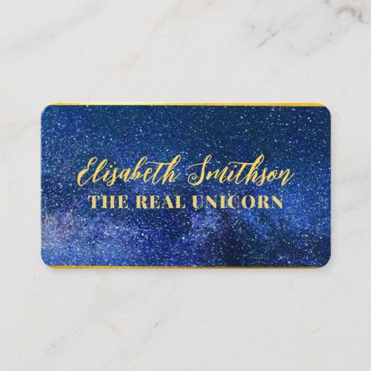 Navyblauw Gouden Klasse Elegant Vrouwelijk Hemels Visitekaartje (Voorkant)