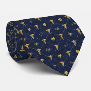 Navyblauw & Gouden Medische Stropdas