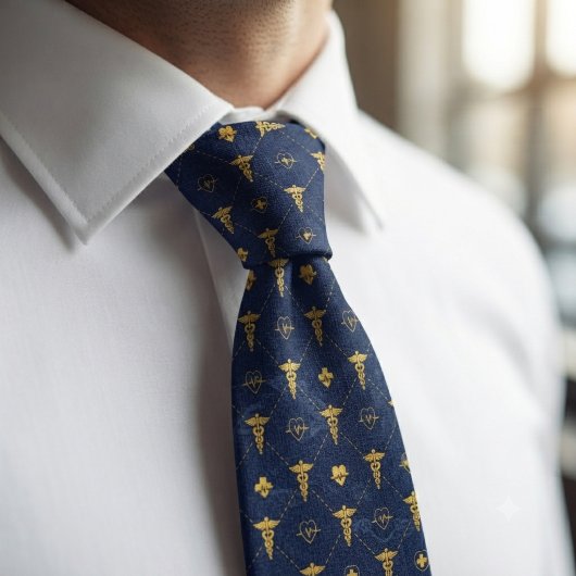Navyblauw & Gouden Medische Stropdas