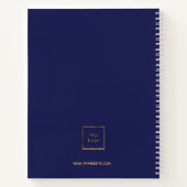 Navyblauw gouden monogram initiaal zakelijk logo notitieboek (Achterkant)