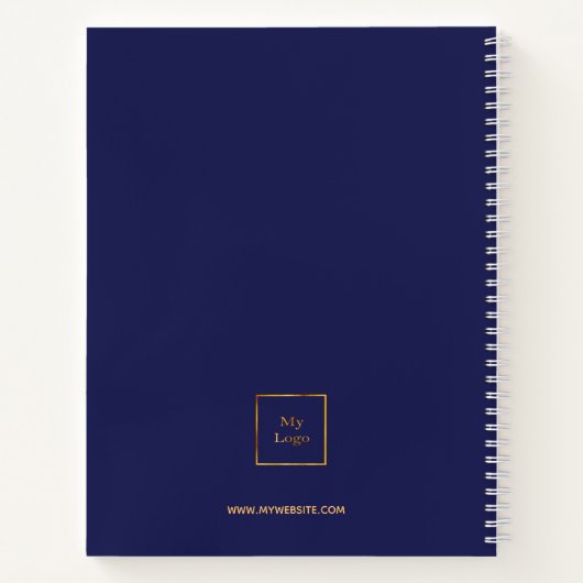 Navyblauw gouden monogram initiaal zakelijk logo notitieboek (Achterkant)