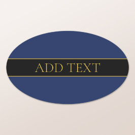 Navyblauw & Gouden naam Achternaam of Bedrijfsnaam Ovale Sticker