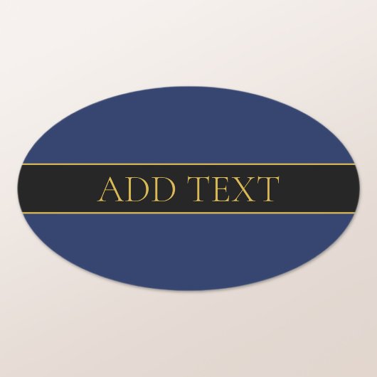 Navyblauw & Gouden naam Achternaam of Bedrijfsnaam Ovale Sticker