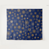 Navyblauw & Gouden Sneeuwvlok Selfie Foto Achtergr Wandkleed (Voorkant (horizontaal))