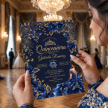 Navyblauw Gouden Tiara Rozen Quinceañera