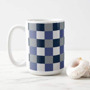 Navyblauw grijs wit dambordruit dambordjes koffiemok