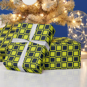 Navyblauw Groen Schachbrett Cadeaupapier