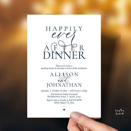 Navyblauw Happily Ever After diner moderne bruilof Kaart