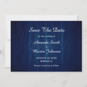 Navyblauw Hout Eucalyptus Baby's Breath Zonnebloem Save The Date (Achterkant)