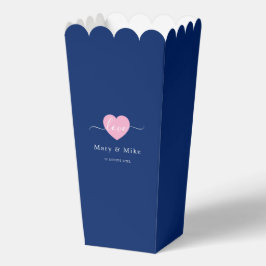 Navyblauw liefdestekst met hart stijlvolle popcorn bedankdoosjes