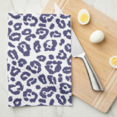 Navyblauw Luipaardpatroon Theedoek (Quarter Fold)