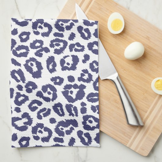 Navyblauw Luipaardpatroon Theedoek (Quarter Fold)