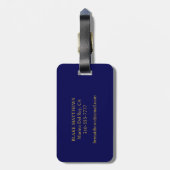 Navyblauw Maak het zelf met gouden monogram en naa Bagagelabel (Achterkant verticaal)