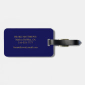 Navyblauw Maak het zelf met gouden monogram en naa Bagagelabel (Achterkant horizontaal)