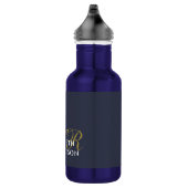 Navyblauw minimalistisch monogram goud wit chic he waterfles  (Rechts)