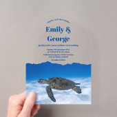 Navyblauw Onder de Zeeschildpad Kust Bruiloft Acryl Uitnodigingen (Insitu (Draagbaar))