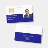 Navyblauw personeels-ID logo beveiliging horizonta Badge (Voor- en achterkant)