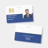 Navyblauw personeels-ID logo beveiliging horizonta Badge (Voor- en achterkant)