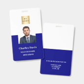 Navyblauw personeelsfoto ID bedrijfsbeveiliging Badge (Voor- en achterkant)