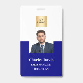 Navyblauw personeelsfoto ID bedrijfsbeveiliging Badge (Voorzijde)