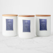 Navyblauw productlabel met zilveren frame-monogram voedselcontainer etiket (Flessen)