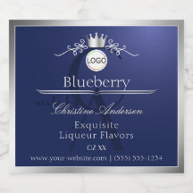 Navyblauw productlabel Zilveren frame Logo Monogra