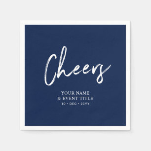 Navyblauw   Proost Borstel Schrift Feestelijkheden Servet