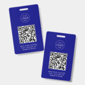Navyblauw QR-code aangepast bedrijfslogo badge (Voor- en achterkant)