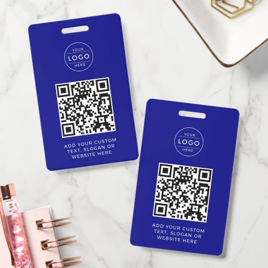 Navyblauw QR-code aangepast bedrijfslogo badge (Kantoor)