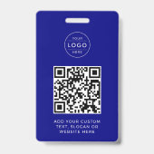 Navyblauw QR-code aangepast bedrijfslogo badge (Voorzijde)