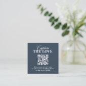 Navyblauw | QR-code Huwelijk Deel de Liefde Informatiekaartje (Staand voorkant)