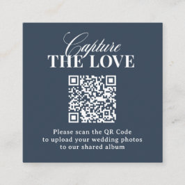 Navyblauw | QR-code Huwelijk Deel de Liefde Informatiekaartje