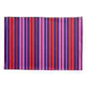 Navyblauw rood roze verticaal streepjesontwerp kussensloop (Achterkant)