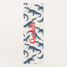Navyblauw & rood vintage krokodilpatroon