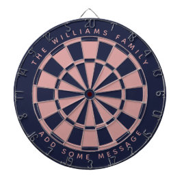 Navyblauw Roze Aangepaste Familienaam Bericht Klas Dartbord