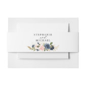 Navyblauw roze blos roos botanisch uitnodigingen wikkel (Voorkant Voorbeeld)