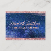 Navyblauw & roze gouden glitter vrouwelijke hemels visitekaartje (Voorkant)