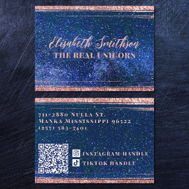 Navyblauw & roze gouden glitter vrouwelijke hemels visitekaartje