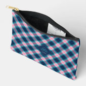 Navyblauw & Roze Schotse Plaid Persoonlijk Etui (Open)