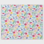 Navyblauw Roze Wilde Regenwoud Groen Huwelijk Cadeaupapier (Vlak)