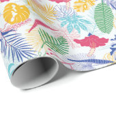 Navyblauw Roze Wilde Regenwoud Groen Huwelijk Cadeaupapier (Rol Hoek)