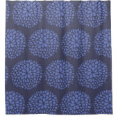 Navyblauw Scandi modern abstract bloemmotief Douchegordijn (Voorkant)