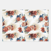 Navyblauw Terracotta Bloemenkleed Pampagras Botani Inpakpapier Vel (Voorkant 2)